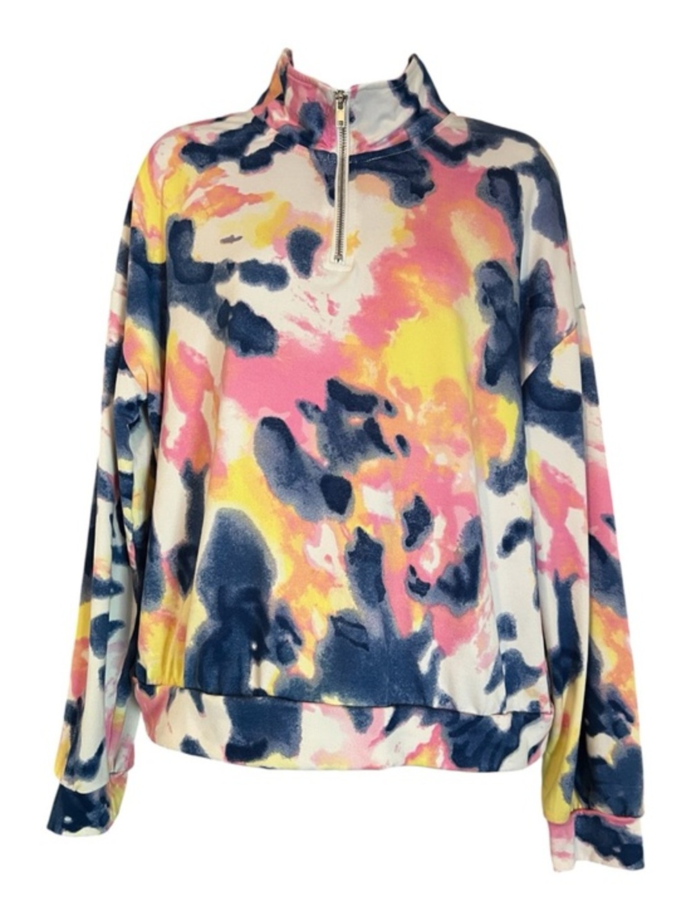 Cottagecore Bobbie Brooks Lite Wt quarter zip tie-dye pullover in XL.